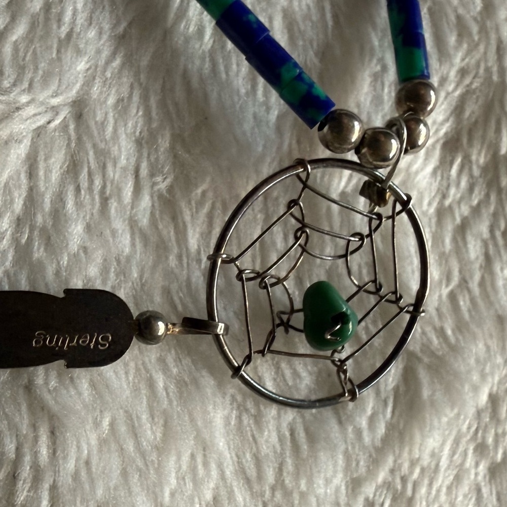 Dreamcatcher Necklace with Turquoise and Lapis Beads